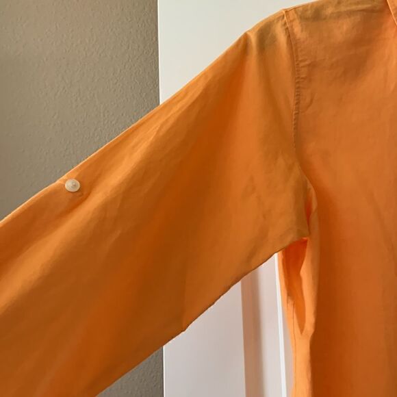 Jones New York Orange LINEN Blend BUTTON DOWN Shirt Size Large - Picture 3 of 5